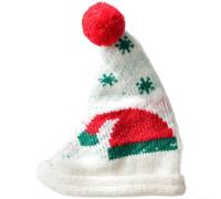 Knitted Yarn Christmas Hat Ornament for Tree Hanging Decoration, Featuring European Style and Handcrafted Crochet Detail (A)