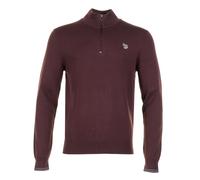 Knitted Zebra Quarter Zip Very Dark Red, XXL
