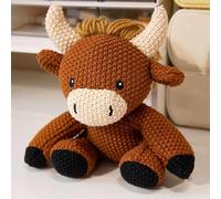 Knitted Zoo Plush Toys, Soft Dinosaur Stuffed Animals for Kids, Toddlers, Elephant Lion Crochet Dolls, Cute Childrens Birthday Gifts Calf