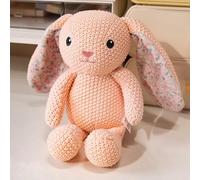 Knitted Zoo Plush Toys, Soft Dinosaur Stuffed Animals for Kids, Toddlers, Elephant Lion Crochet Dolls, Cute Childrens Birthday Gifts PinkRabbit