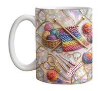 Knitting and Sewing Tools Mug, Heat Resistant Sewing Theme Drinkware, Sewings Lovers Holiday Drinking Cup, Celebrate Your Yarn Love with Yarns Balls and Crochet Hooks, for Kitchen Home