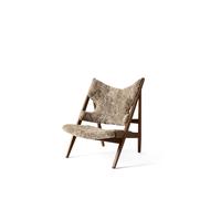 Knitting Armchair Sheepskin Upholstered w. Walnut Base
