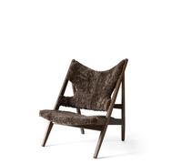 Knitting Armchair Sheepskin Upholstered with Dark Oak Base