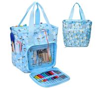 Knitting Bag, Crochet Bag Organizer, Lightweight Craft Bag for Wool & Needles Storage, Craft Project Bags with Compartments, Portable Yarn Storage Bag, Equipment Gadget Cross Stitch Organiser Bag