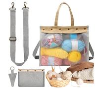 Knitting Bag - Mesh | Borehole Design Yarn | Crochet Tote Bag | Lightweight Portable Craft Storage | Knitting Accessory Holder | For Home, Indoor, Outdoor, Travel, School, Girlfriend, Fra