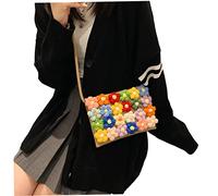 Knitting Bag Straw Flower Bag for Girl Colorful Simulation Straw Summer Shoulder Trendy Crossbody Ladies Beach Bagstraw