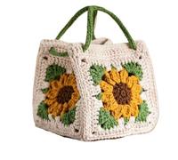 Knitting Bag Sunflower Square Handbag Crochet Clutch DIY Wedding Bag