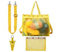 Knitting Bag with Magnetic Closure, Yarn Mesh Pouch, Crochet Storage Bag for Knitting and Crochet Supplies, Portable Organizer for Traveling At Home, School, Yellow, Se référer au descriptif, Refer to