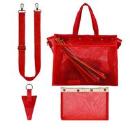 Knitting Bag with Magnetic Closure, Yarn Mesh Pouch, Crochet Storage Bag for Knitting and Crochet Supplies, Portable Organizer for Traveling At Home, School, Red, Se référer au descriptif, Refer to