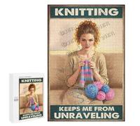 Knitting Because Murder Is Wrong 1000 Piece Puzzle - Wooden Jigsaw Puzzle for Adults - Funny Knitting Quote Puzzle - Hobby Gift for Yarn Lovers
