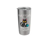 Knitting Because Murder is Wrong Cat Lover Knitter Yarn Ball Stainless Steel Insulated Tumbler