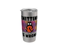 Knitting Because Murder is Wrong Funny Cat Lover Crocheter Stainless Steel Insulated Tumbler