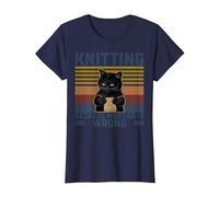 Knitting Because Murder is Wrong Knitting Lover Knitter T-Shirt, Women, Navy Blue, XX-Large