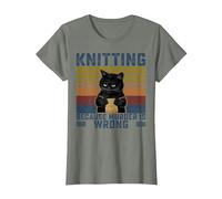 Knitting Because Murder is Wrong Knitting Lover Knitter T-Shirt, Women, Olive Heather, Medium