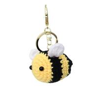 Knitting Bee Keychain, Cute Crocheted Funny Animals, Charm Carabiner Pendant, Keychain Ring Bumble-bee Decoration, Wool, PP Cotton, Yellow
