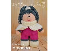 Knitting by Post Knitting Pattern Amanda from A Fun Doll Soft Toy Pattern Ready to Complete in Grey, Pink and Cream