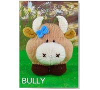 Knitting by Post Knitting Pattern Bully from A Friendly Looking Bull Soft Toy Ready to Knit in Brown, Blue and Cream