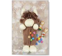 Knitting by Post Knitting Pattern Leaflet for Yummy Tummy Highland Cow Animal Easter Soft Toy A5 Leaflet