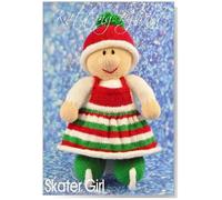 Knitting by Post Knitting Pattern Skater Girl from Our Festive Ice Skating Doll is Ready to be Knit in White, Red and Green