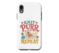 Knitting Cat Knit Purr Repeat Funny Yarn Lover Crochet Humor Case for iPhone XR