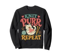 Knitting Cat Knit Purr Repeat Funny Yarn Lover Crochet Humor Sweatshirt