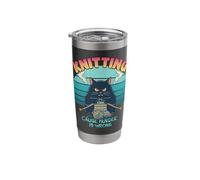Knitting Cause Murder is Wrong Angry Cat Stainless Steel Insulated Tumbler