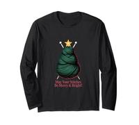 Knitting Christmas Tree Stitches Merry and Bright Long Sleeve T-Shirt