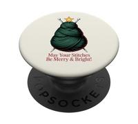 Knitting Christmas Tree Stitches Merry and Bright PopSockets Adhesive PopGrip