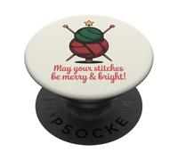 Knitting Christmas Tree Stitches Merry and Bright PopSockets Adhesive PopGrip