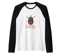 Knitting Christmas Tree Stitches Merry and Bright Raglan Baseball Tee