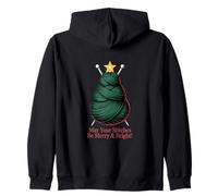Knitting Christmas Tree Stitches Merry and Bright Zip Hoodie