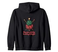 Knitting Christmas Tree Stitches Merry and Bright Zip Hoodie