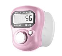 Knitting Counters Digital Stitch Counter with Finger Ring, Electronic Row Counter for Crochet & Needlework, LCD Display 5-Digit Tally Clicker, Adjustable (2PCS) (Pink)