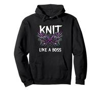 Knitting Crafter Knit Like A Boss Heavy Metals Skull Pullover Hoodie