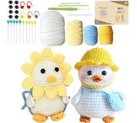 Knitting Crochet, Crochet Beginners Kit for Adults Kids 2 Cute Ducks Beginners Crochet Starter Kit with Step-by-Step Instructions Complete Crochet Set for Beginners Professionals