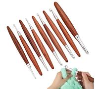 Knitting Crochet Hooks - 8 Pieces for Lightweight Projects, Ergonomic Beech Wood Crochet Hook - for Beginners and Women for Christmas Crafts Project