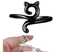 Knitting Crochet Loop Ring, Metal Open Yarn Guide Crochet Rings Crochet Rings for Fingers Cat Shaped Adjustable Knitting Loop Rings Knitting Ring Braided Knitting Thimbles Holders Accessories