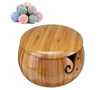 Knitting Crochet Yarn Bowl, Handmade Wool Bowl, Needlework Yarn Holder, Handmade Yarn Bowl, Bamboo Yarn Bowl, Handmade Bamboo Yarn Bowl, for Household Knitting Thread Storage, Wood Color