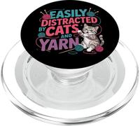 Knitting Fans Easily Distracted By Cats And Yarn Cat Lady PopSockets PopGrip for MagSafe