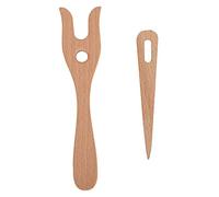 Knitting Fork and Eye Needle Kit Wood Cord Making Hand Cut Lucet Fork Ancient Cording Tool for Knitters Crocheters and All Fiber Artists