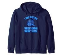 Knitting From The Start Retro Yarn Humor Zip Hoodie