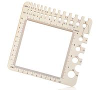 Knitting Gauge Measuring Tool Wooden Knitting Needle Gauge Ruler, Wood Crochet Stitch Counter Knit Notions, Spinner Yarn Measure Tool with Circular Ruler Rectangle Sizer for Sewing Knittings Crafts