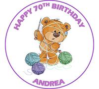 Knitting ICING circle round edible cake topper (2)