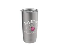 Knitting is My Therapy Hand Drawn Needles Gift for Knitters Stainless Steel Insulated Tumbler