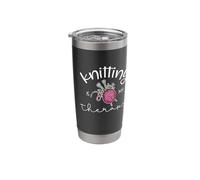 Knitting is My Therapy Hand Drawn Needles Gift for Knitters Stainless Steel Insulated Tumbler