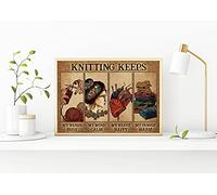 Knitting Keeps My Hands Busy My Mind Calm My Heart Happy My Family Warm Horizontal Knitting Knitter Gift Knitting Vintage Poster Tin Signs 8x12 inch Fun Gift