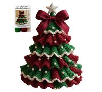 Knitting Kit Christmas Tree Knitting Kit for Beginners with Bow Pearl Easy DIY Crafts for Adults Christmas Holiday Decorations, Red + Green for Beginners Adults Adult Craft Kits