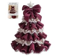 Knitting Kit Christmas Tree Knitting Kit for Beginners with Bow Pearl Easy DIY Crafts for Adults Christmas Holiday Decorations, Rose Adult Craft Kits for Beginners Adults