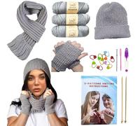 Knitting Kit for Beginners Adults , Crochet Kit for Beginners learn to knit