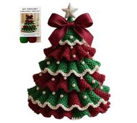 Knitting Kit for Beginners Adults, Knitting Kit Christmas Tree for Beginners with Bow Pearl Easy DIY Crafts for Adults Christmas Holiday Decorations, Red + Green